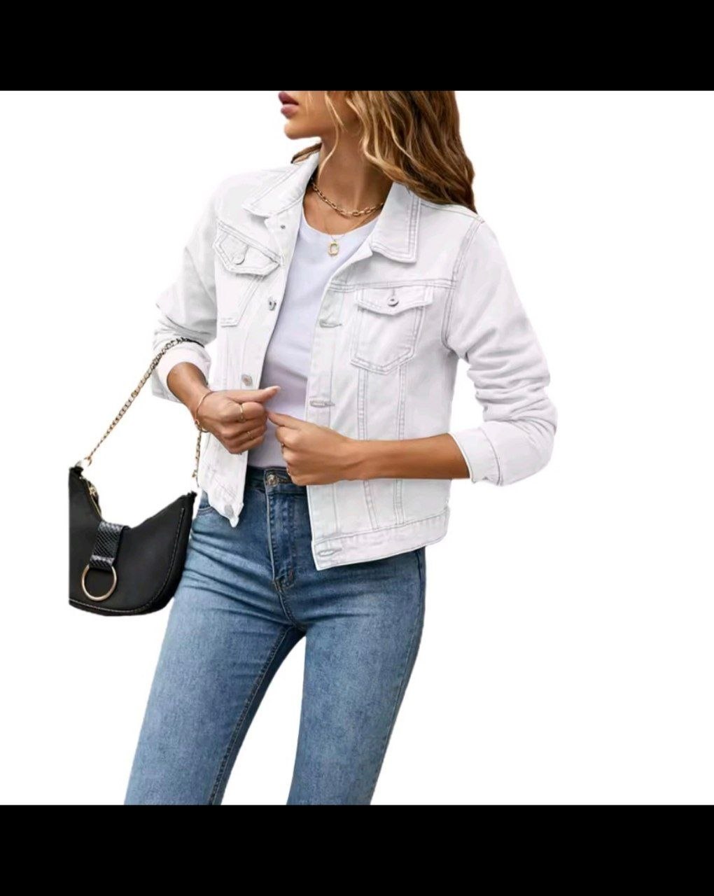 Women's Denim Jacket Fashion Casual Long Sleeve Lapel Solid Button Down Chest Pocket Slim Jean Jacket Autumn Winter Coat