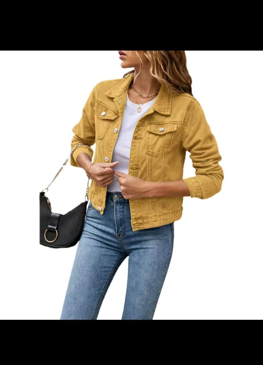 Women's Denim Jacket Fashion Casual Long Sleeve Lapel Solid Button Down Chest Pocket Slim Jean Jacket Autumn Winter Coat