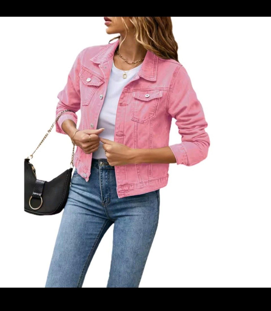 Women's Denim Jacket Fashion Casual Long Sleeve Lapel Solid Button Down Chest Pocket Slim Jean Jacket Autumn Winter Coat
